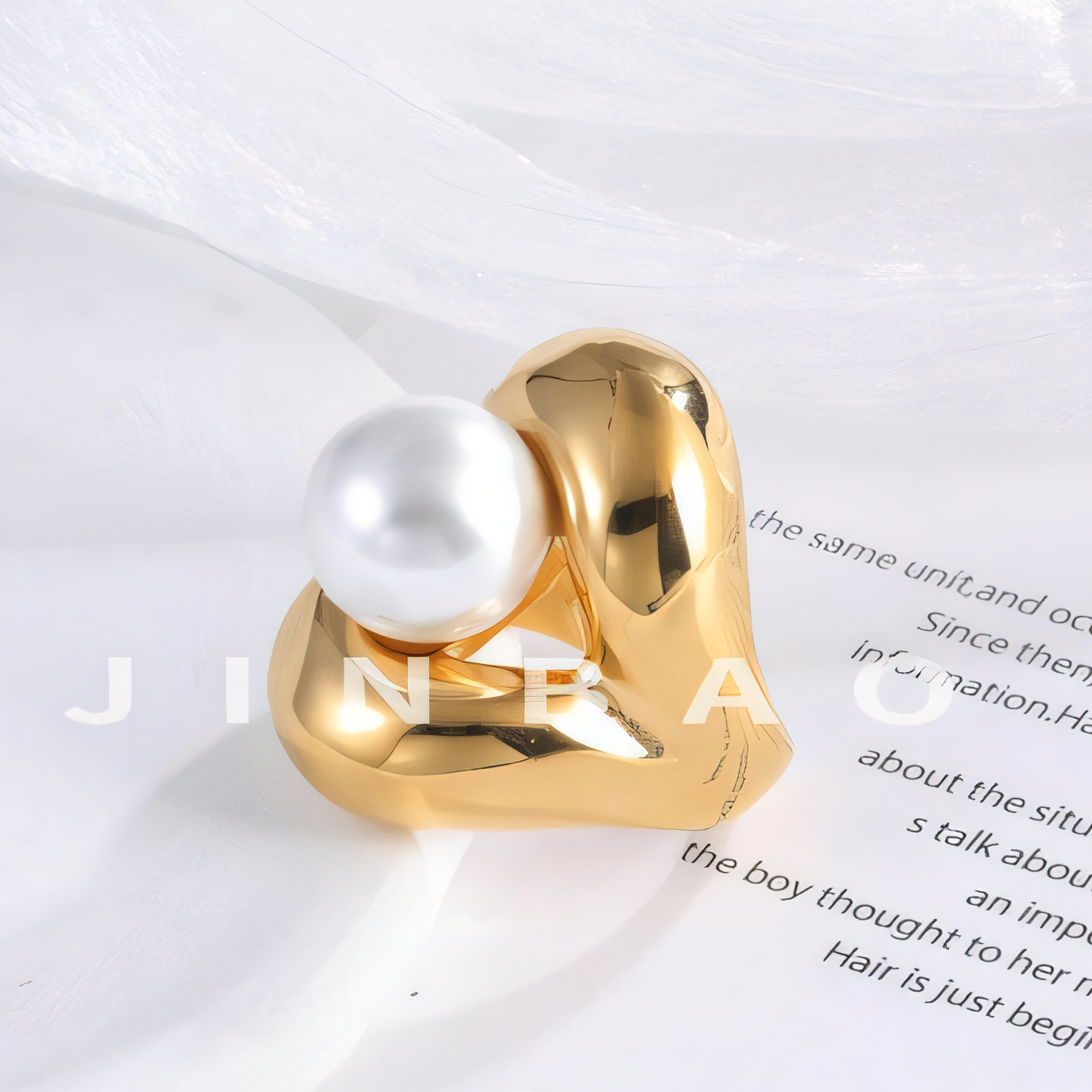 Heart-Shaped Pearl Simple Stainless Steel Women's Ring | G004507