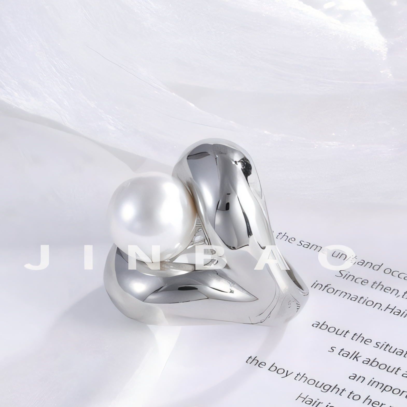 Heart-Shaped Pearl Simple Stainless Steel Women's Ring | G004507