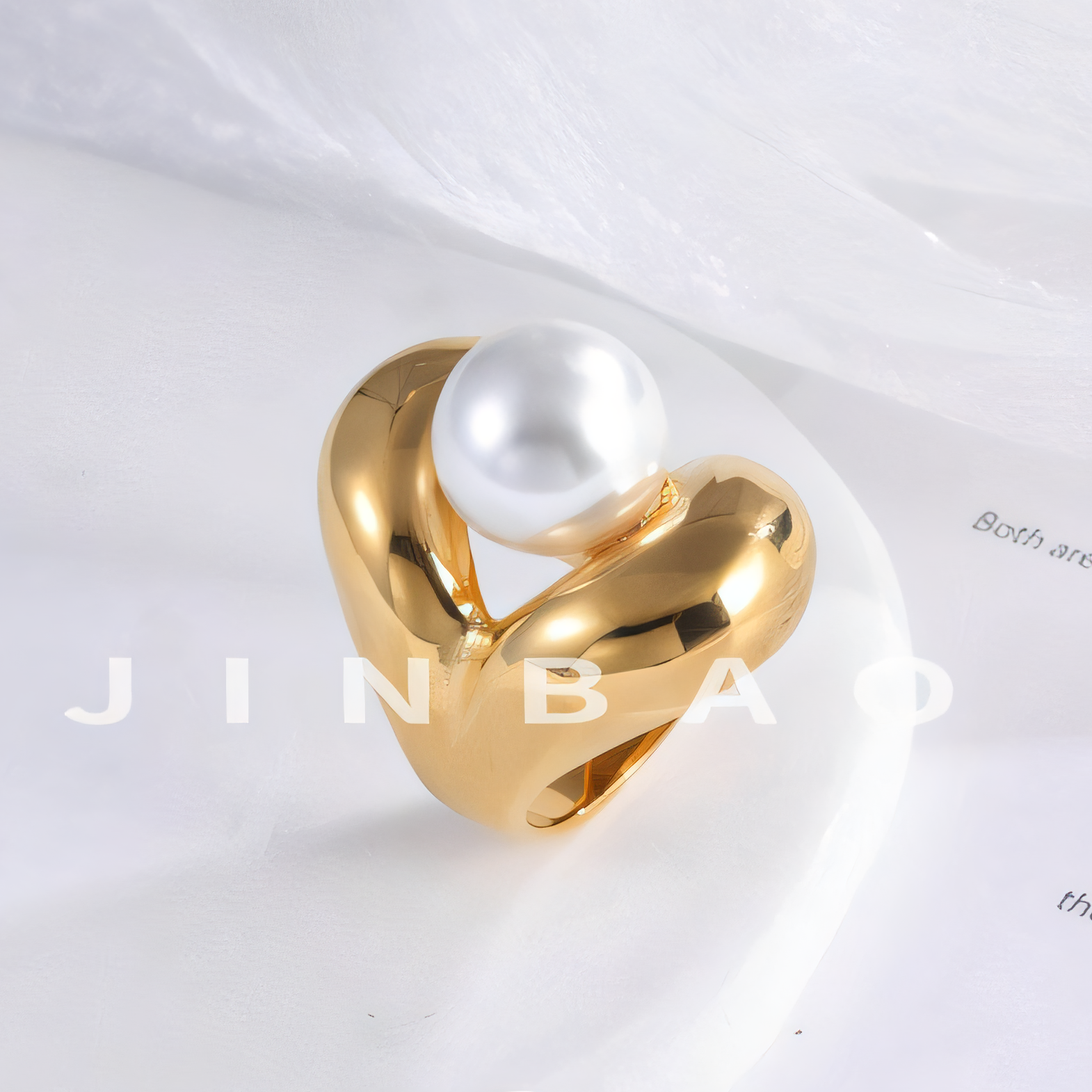 Heart-Shaped Pearl Simple Stainless Steel Women's Ring | G004507