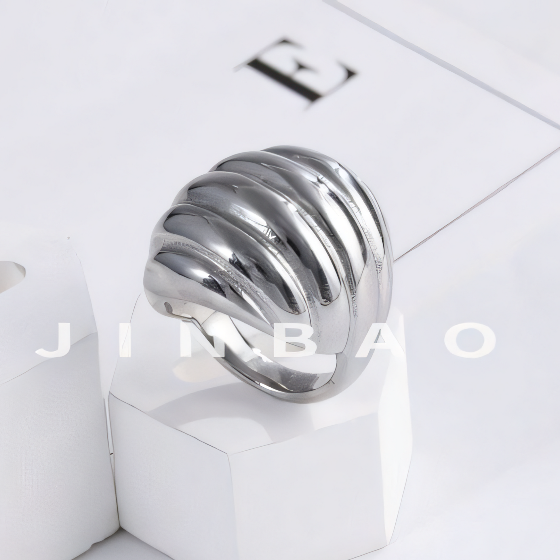 Streamlined Stainless Steel Ring Modern Simple Style Women Ring | ML040