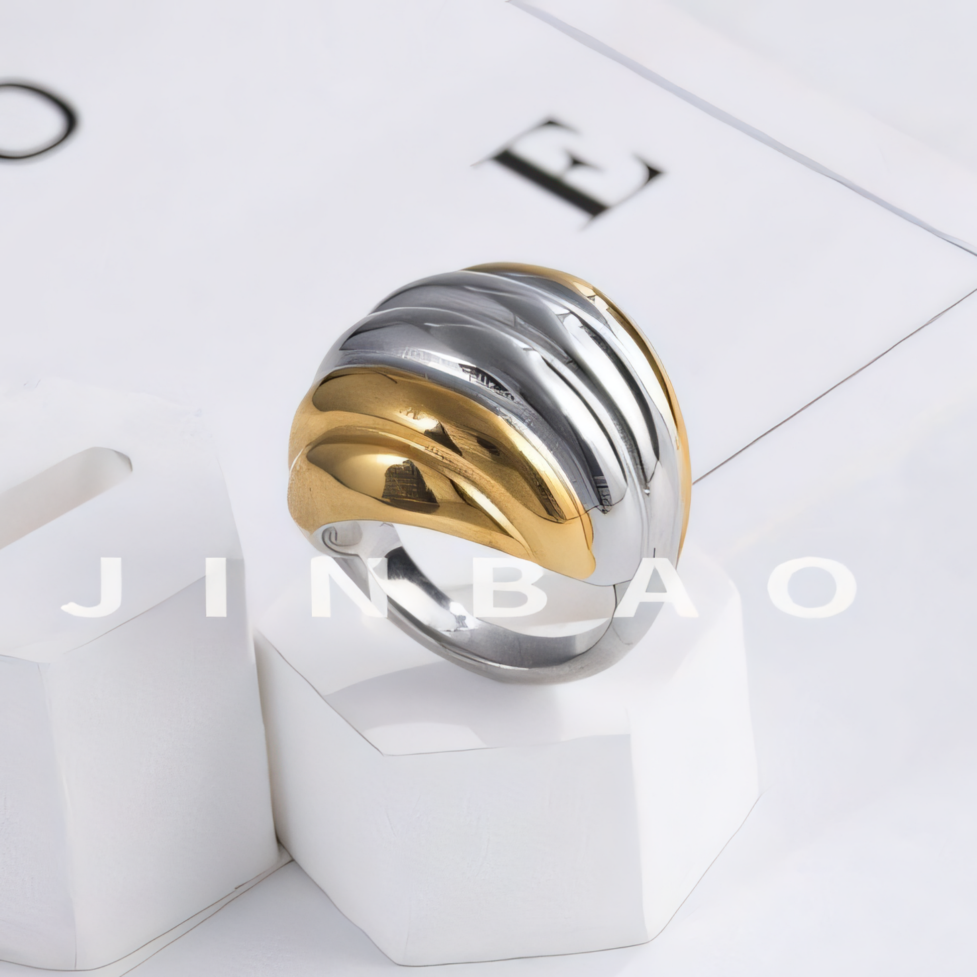 Streamlined Stainless Steel Ring Modern Simple Style Women Ring | ML040