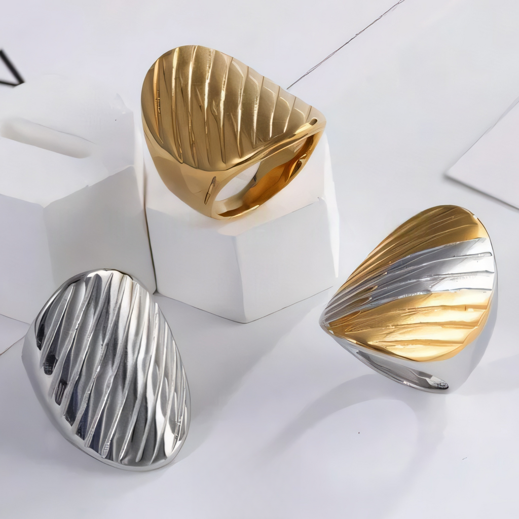 Stainless Steel Striped Ring Minimalist Stylish Design Women Ring | G002899
