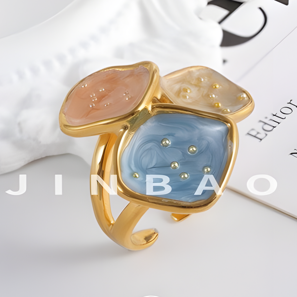 Colorful Square Stainless Steel Ring Minimalist Modern Style Women Ring | G004409