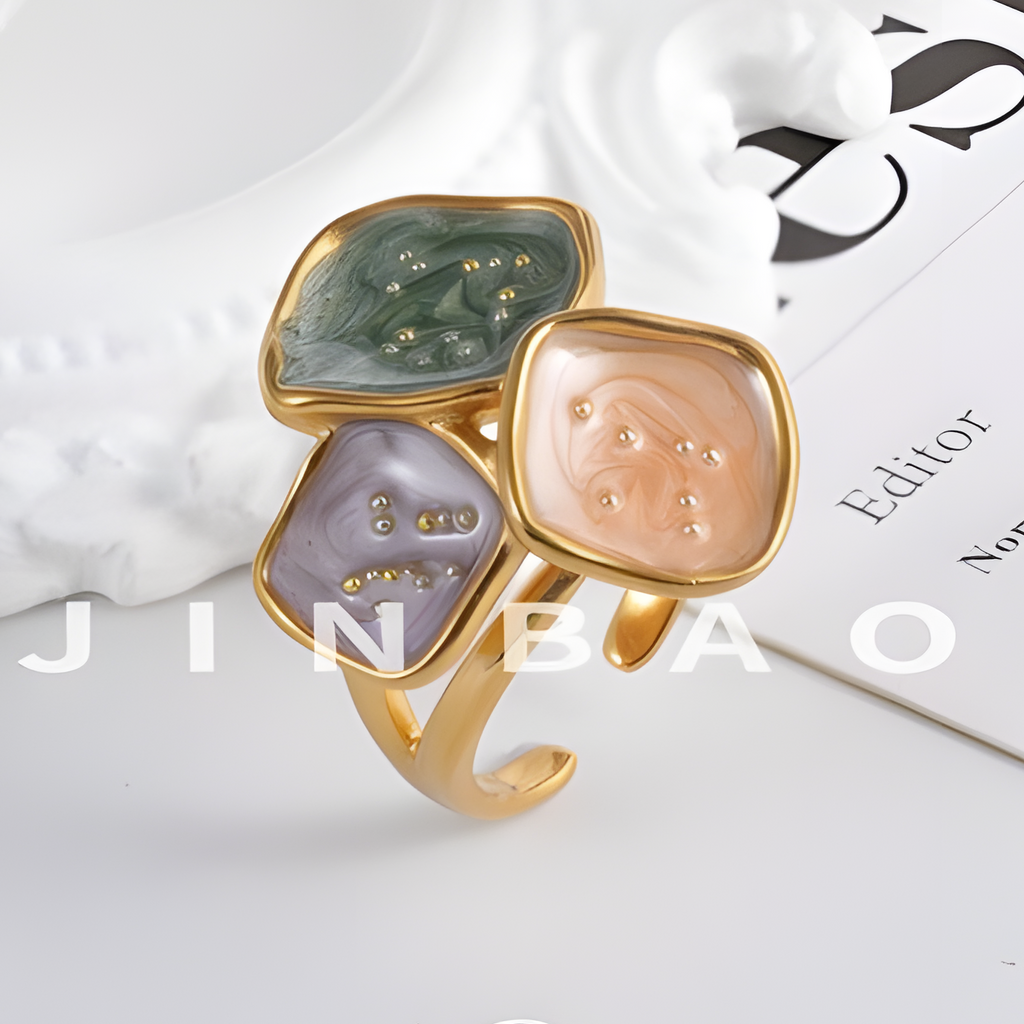 Colorful Square Stainless Steel Ring Minimalist Modern Style Women Ring | G004409