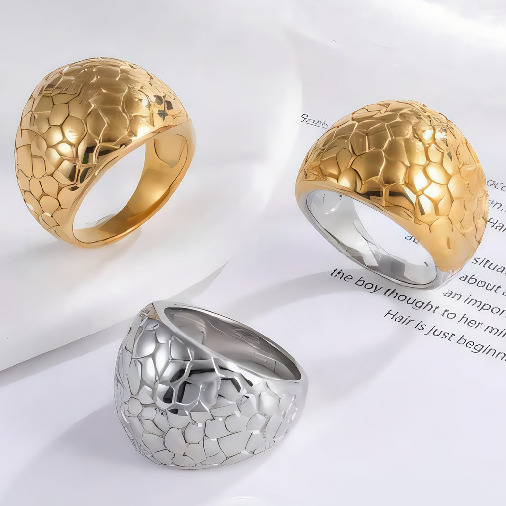 Exquisite Honeycomb Pattern Stainless Steel Ring Modern Simple Style Women Ring | ML054