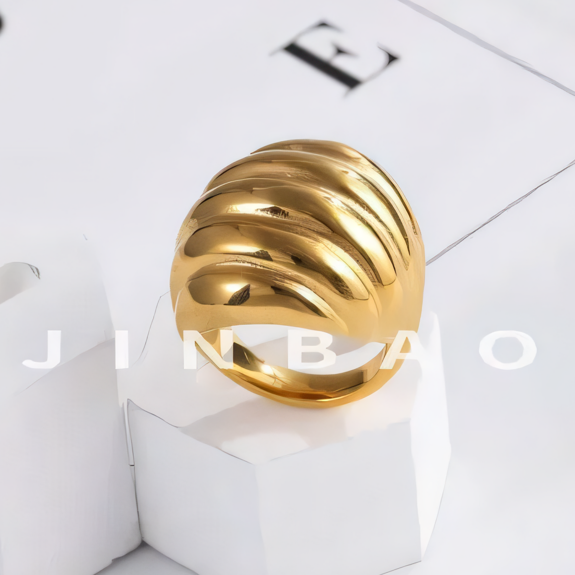 24k gold plated stainless steel ring for women simple style female ring