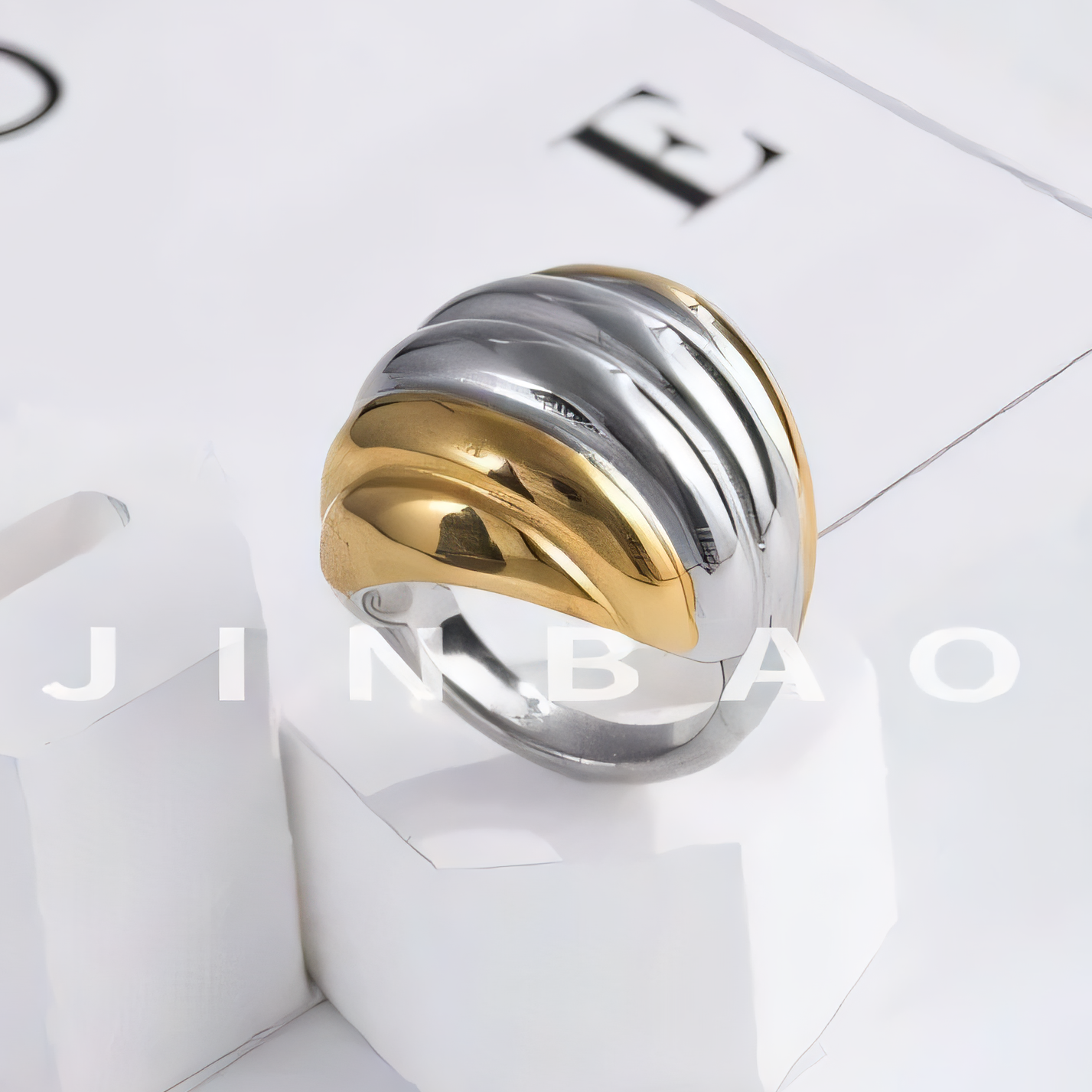 24k gold plated stainless steel ring for women simple style female ring