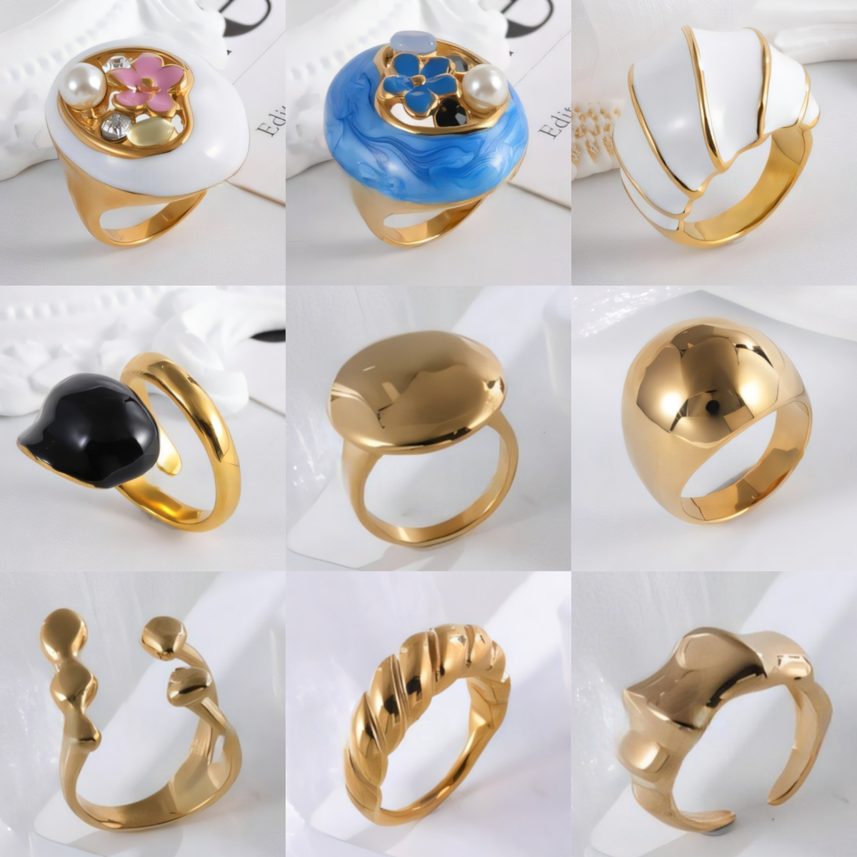 24k gold plated epoxy resin stainless steel female ring