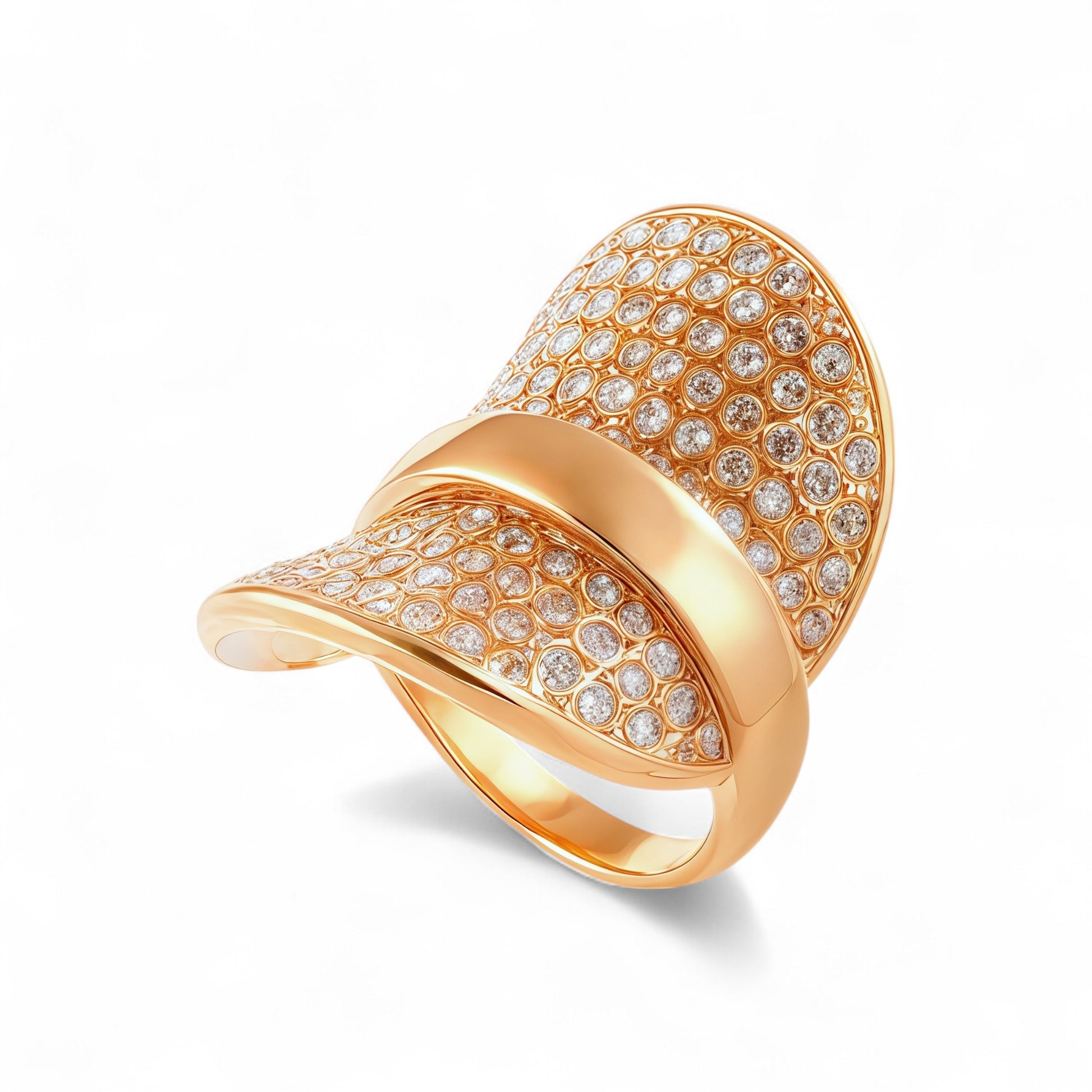 Elegant Rhinestone Embellished Gold Band Ring for Women | N00422