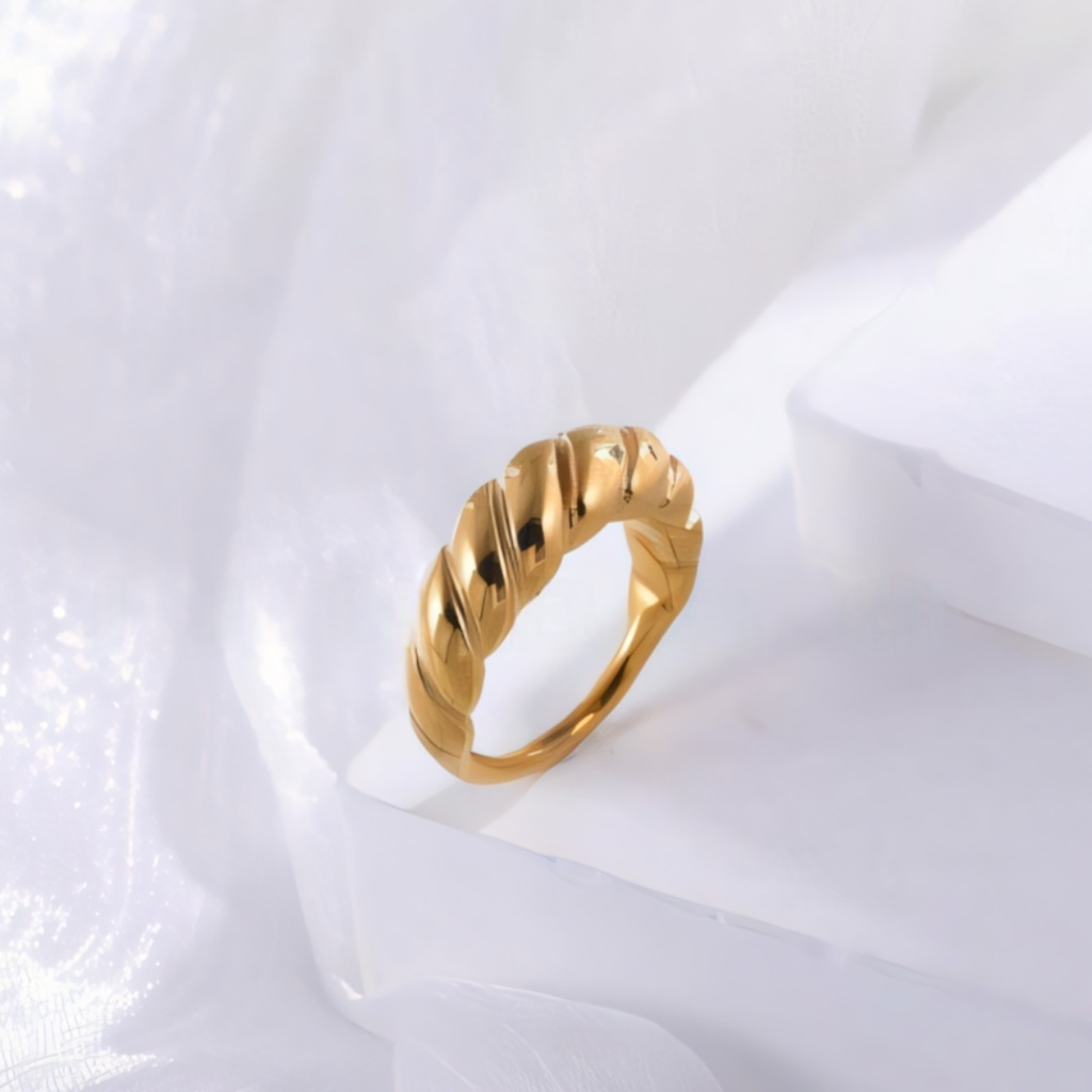 24k gold plated epoxy resin stainless steel female ring
