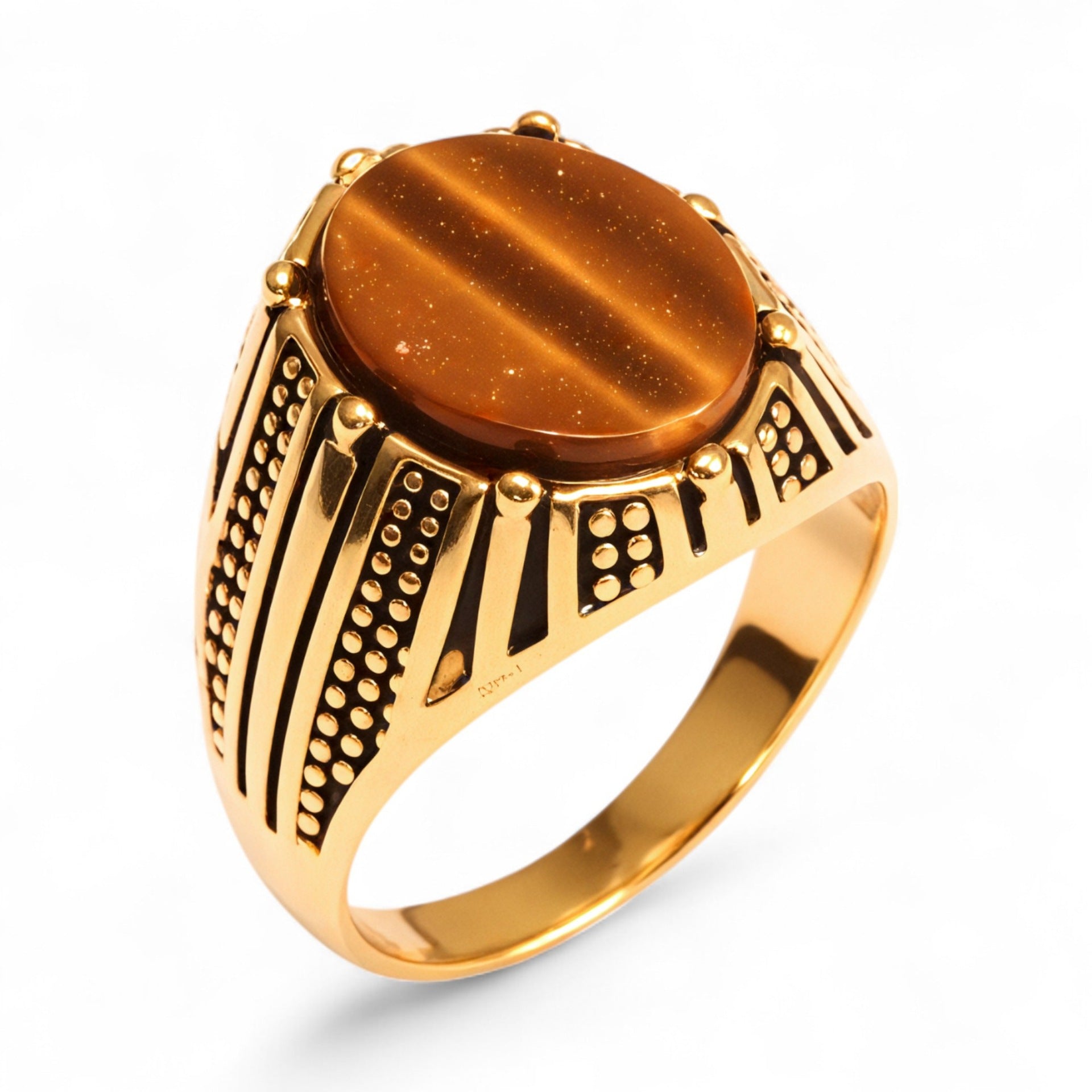 European and American hot-selling men's personalized stainless steel inlaid glass gem ring men