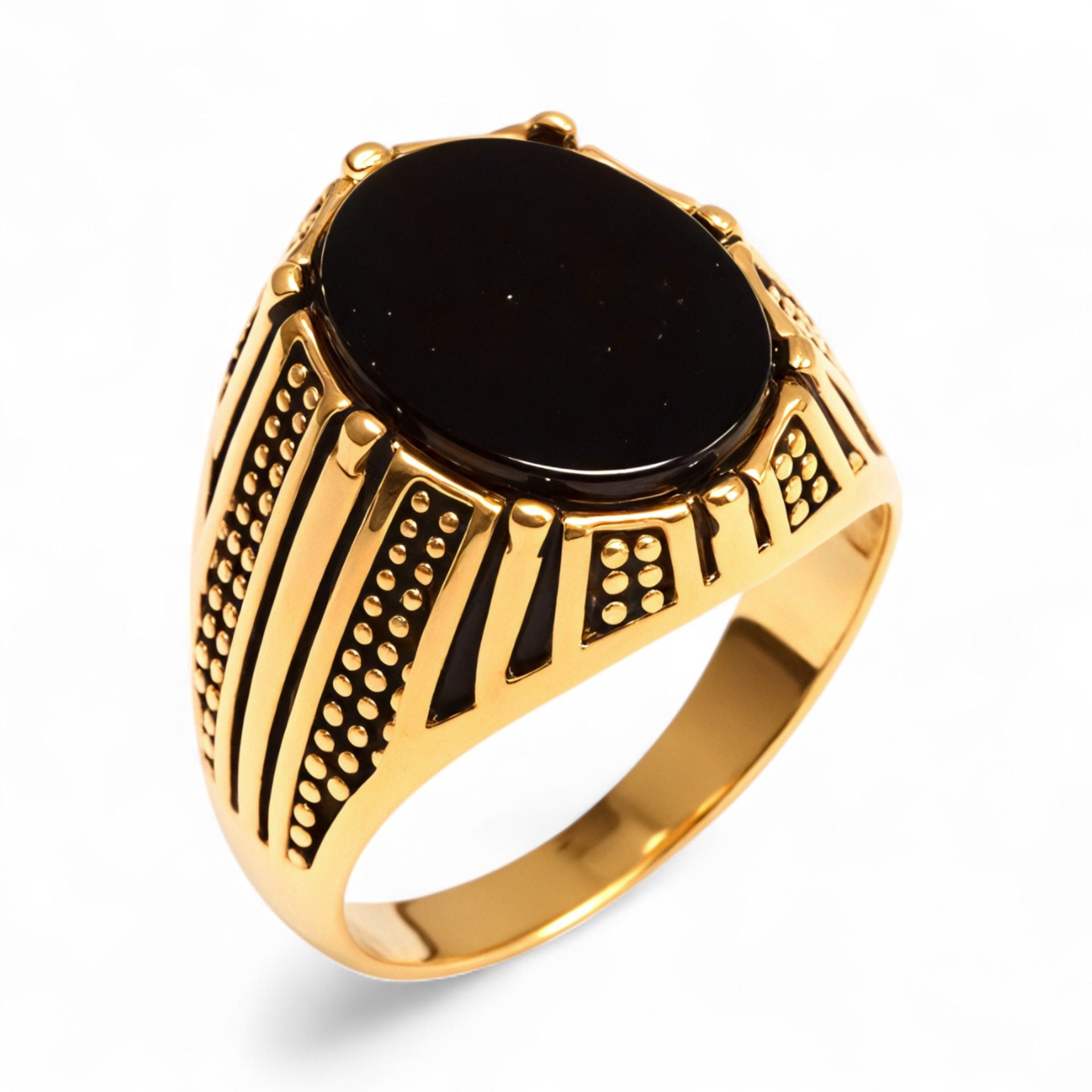 European and American hot-selling men's personalized stainless steel inlaid glass gem ring men