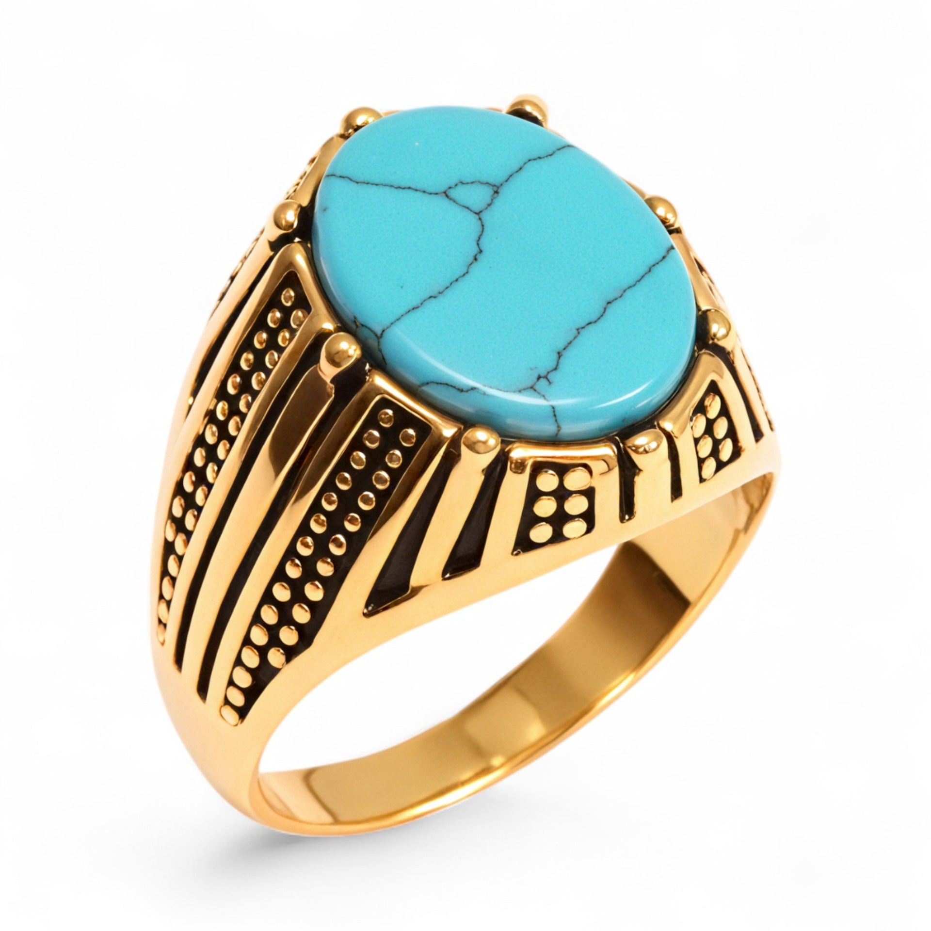 European and American hot-selling men's personalized stainless steel inlaid glass gem ring men