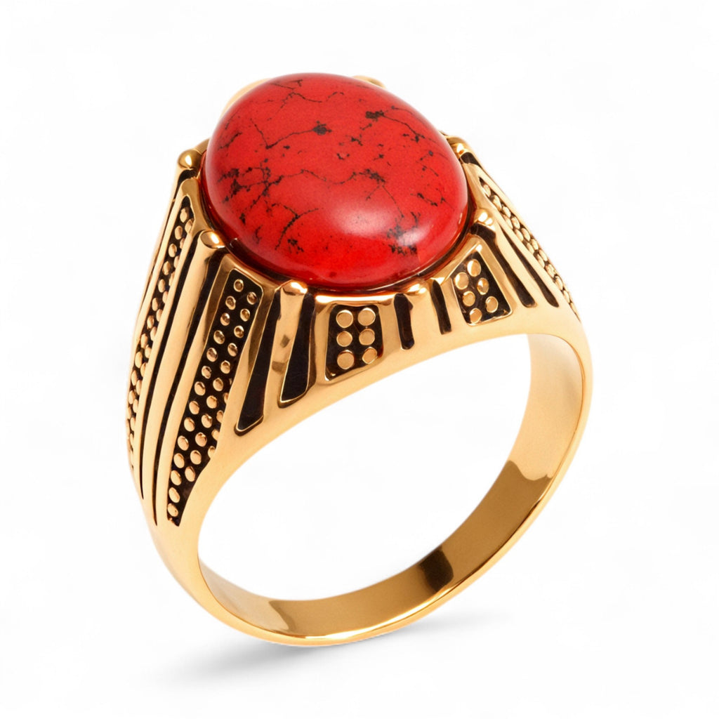 European and American hot-selling men's personalized stainless steel inlaid glass gem ring men