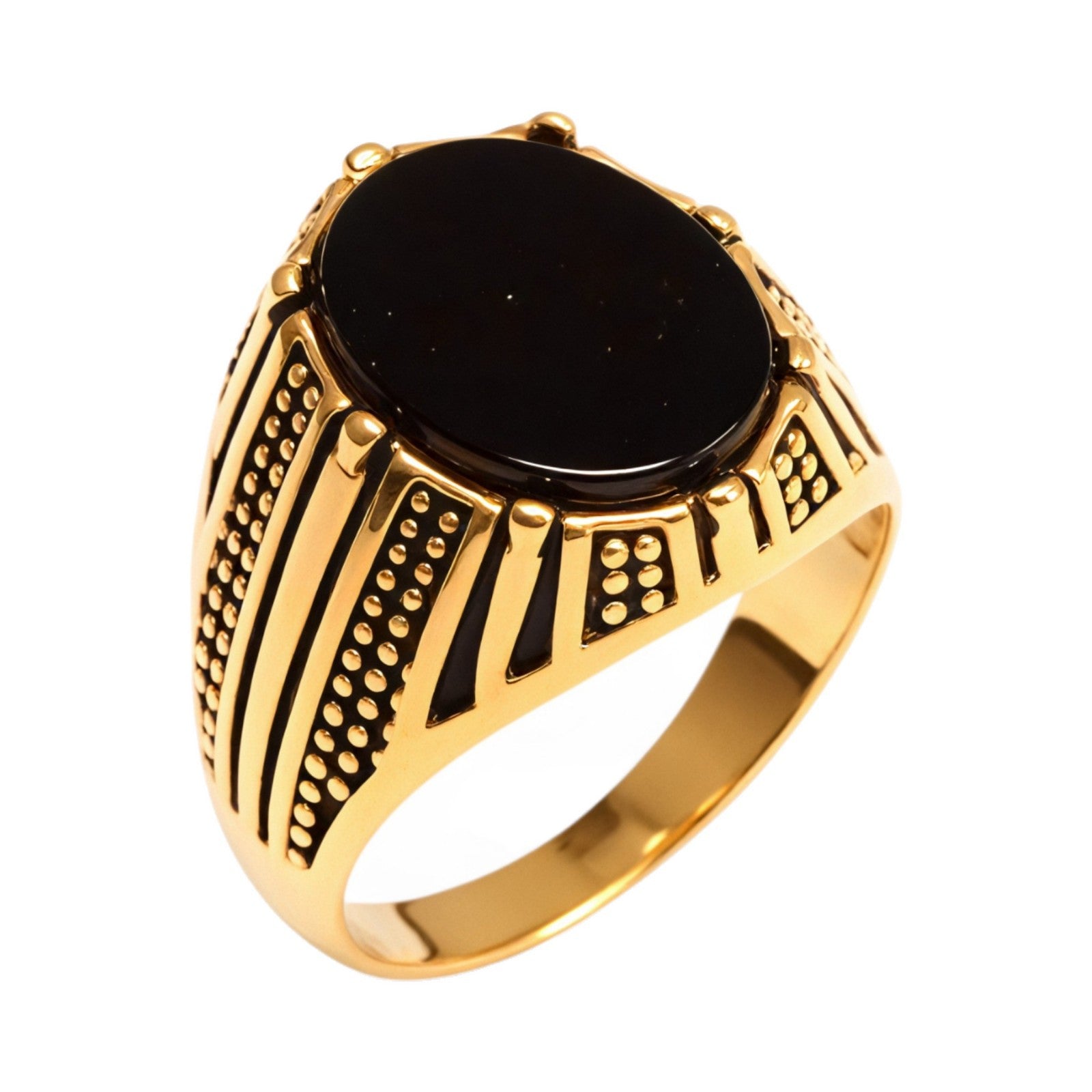 European and American hot-selling men's personalized stainless steel inlaid glass gem ring men