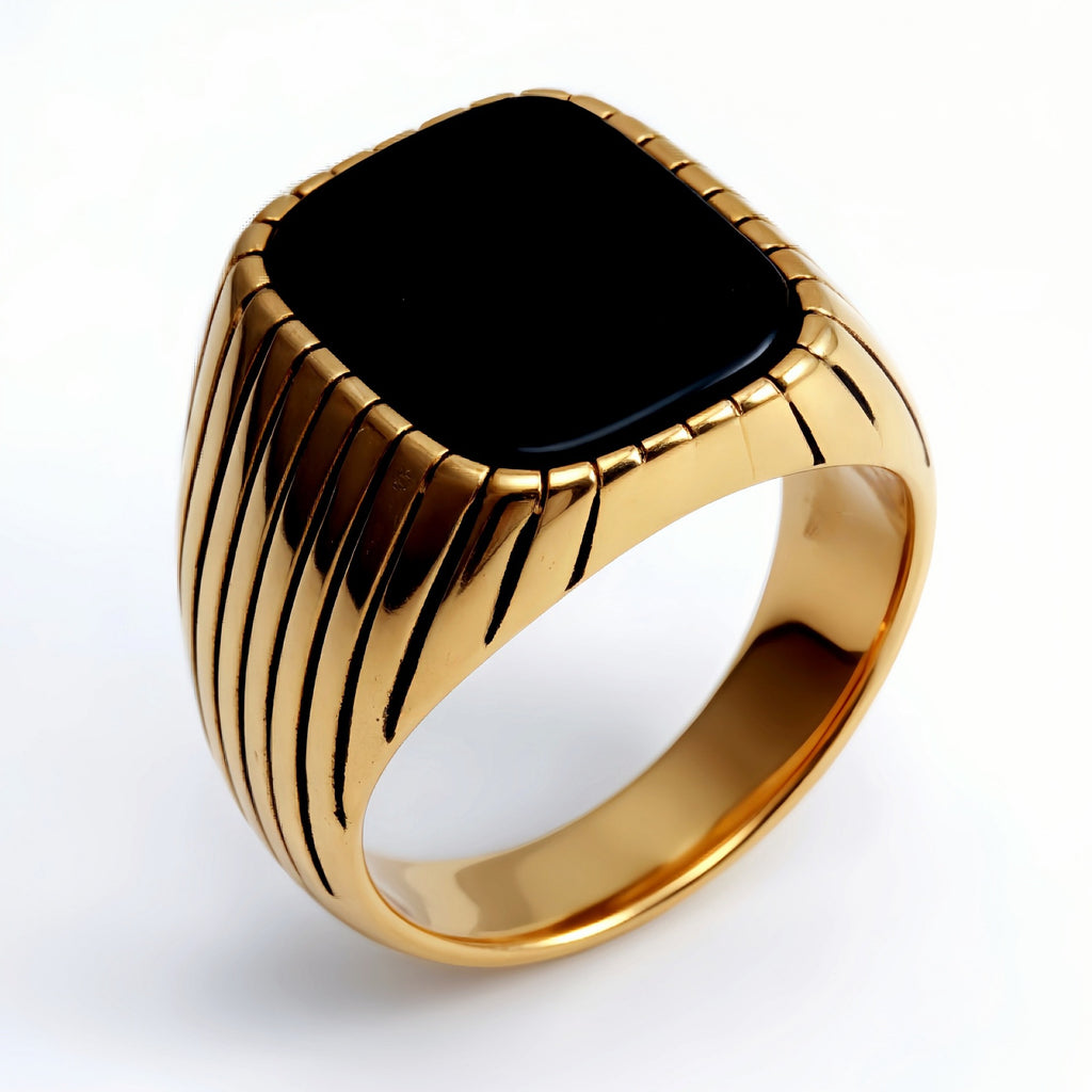 Striped Gold - set Square Gemstone Ring, a Choice of Personality and Fashion | K00165