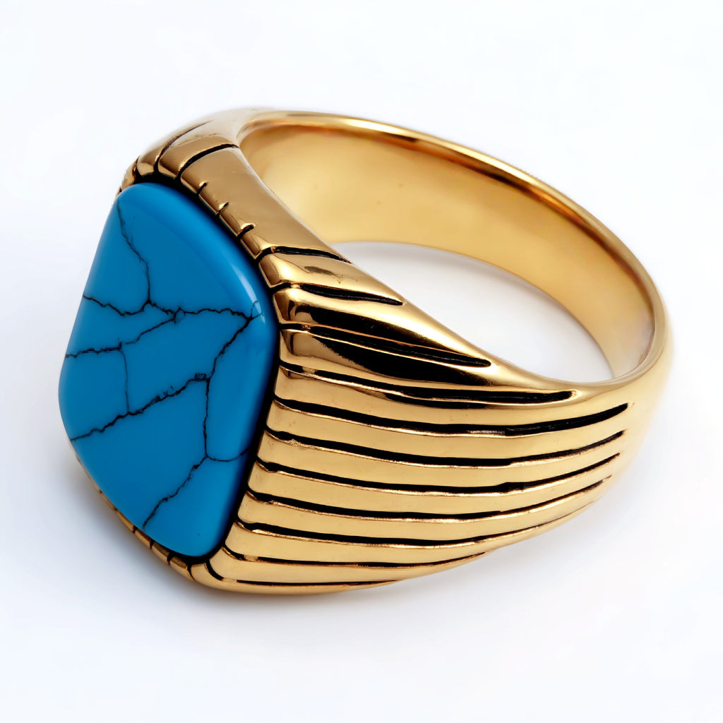 Striped Gold - set Square Gemstone Ring, a Choice of Personality and Fashion | K00165