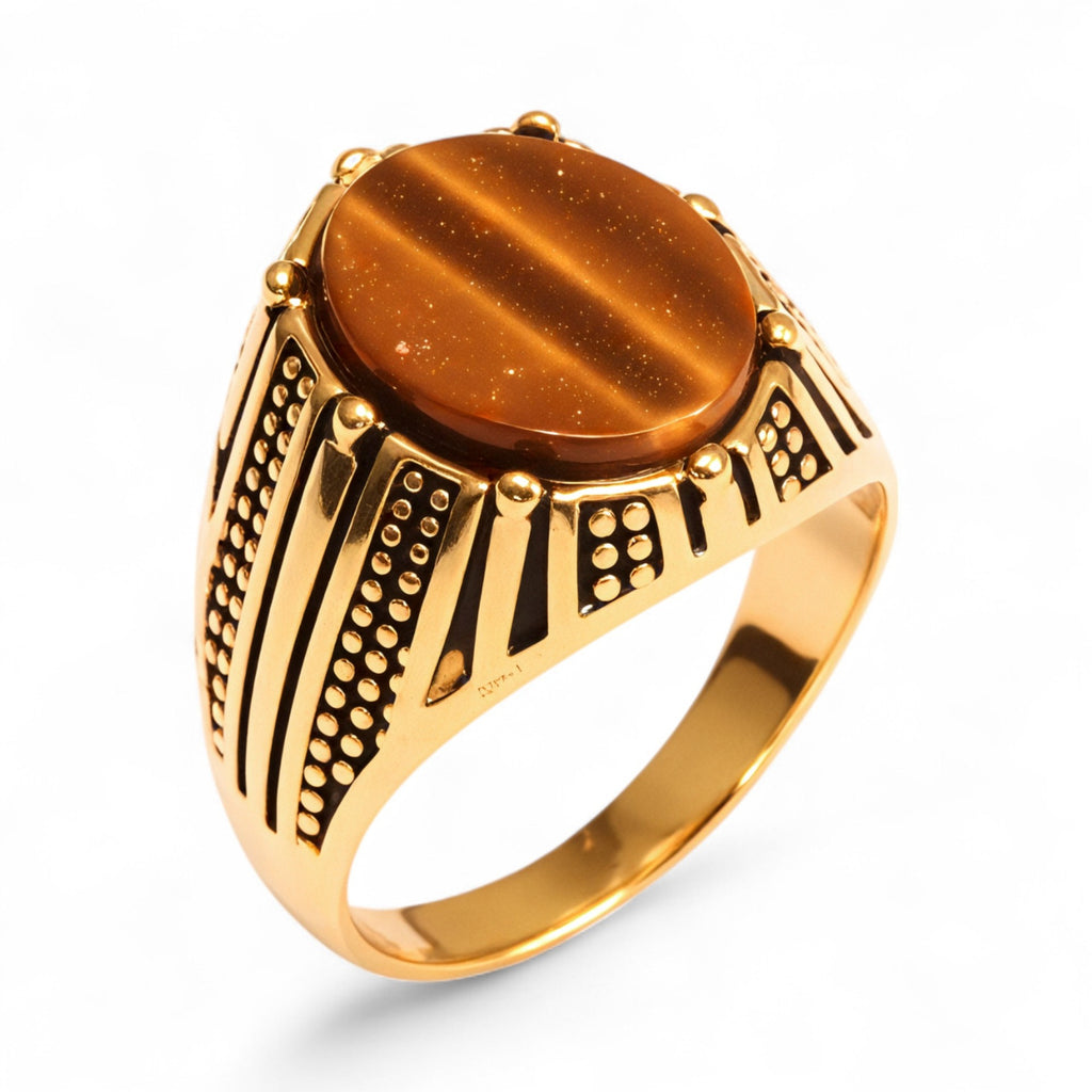 European and American hot-selling men's personalized stainless steel inlaid glass gem ring men