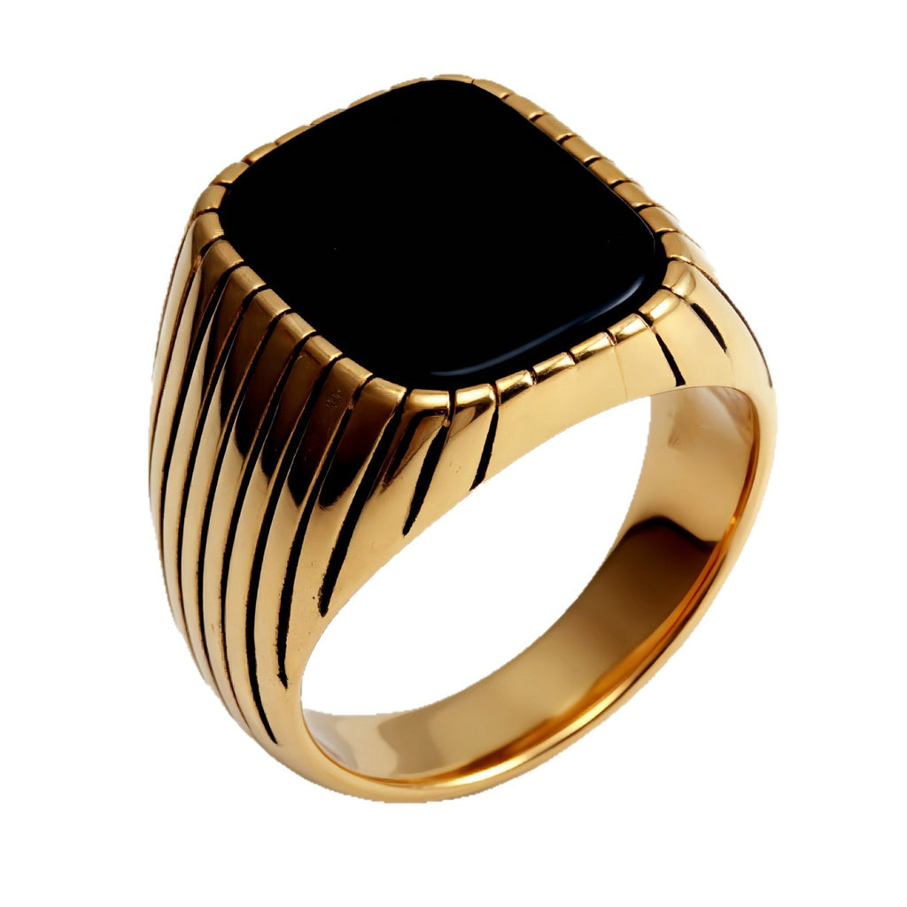 Striped Gold - set Square Gemstone Ring, a Choice of Personality and Fashion | K00165
