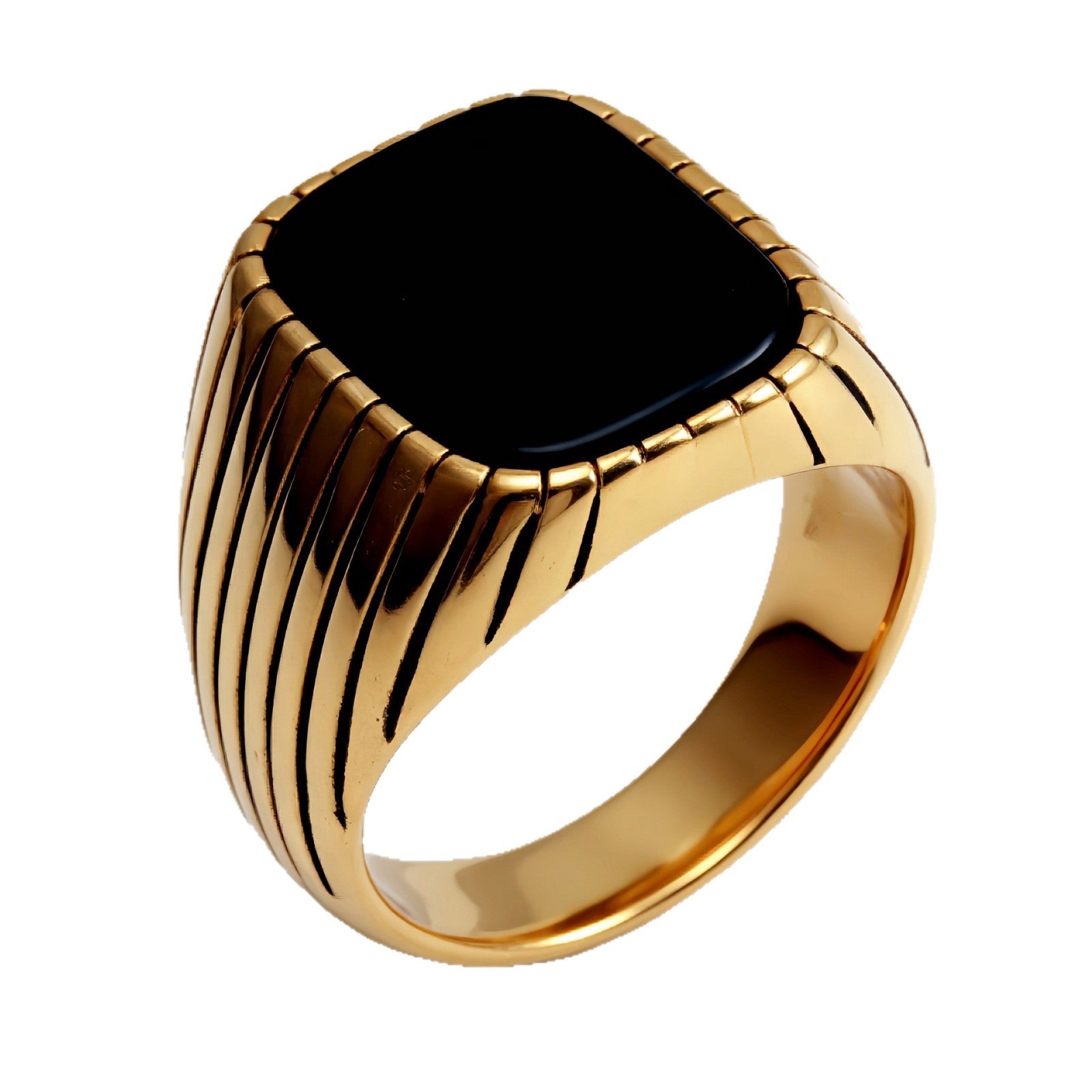 Striped Gold - set Square Gemstone Ring, a Choice of Personality and Fashion | K00165