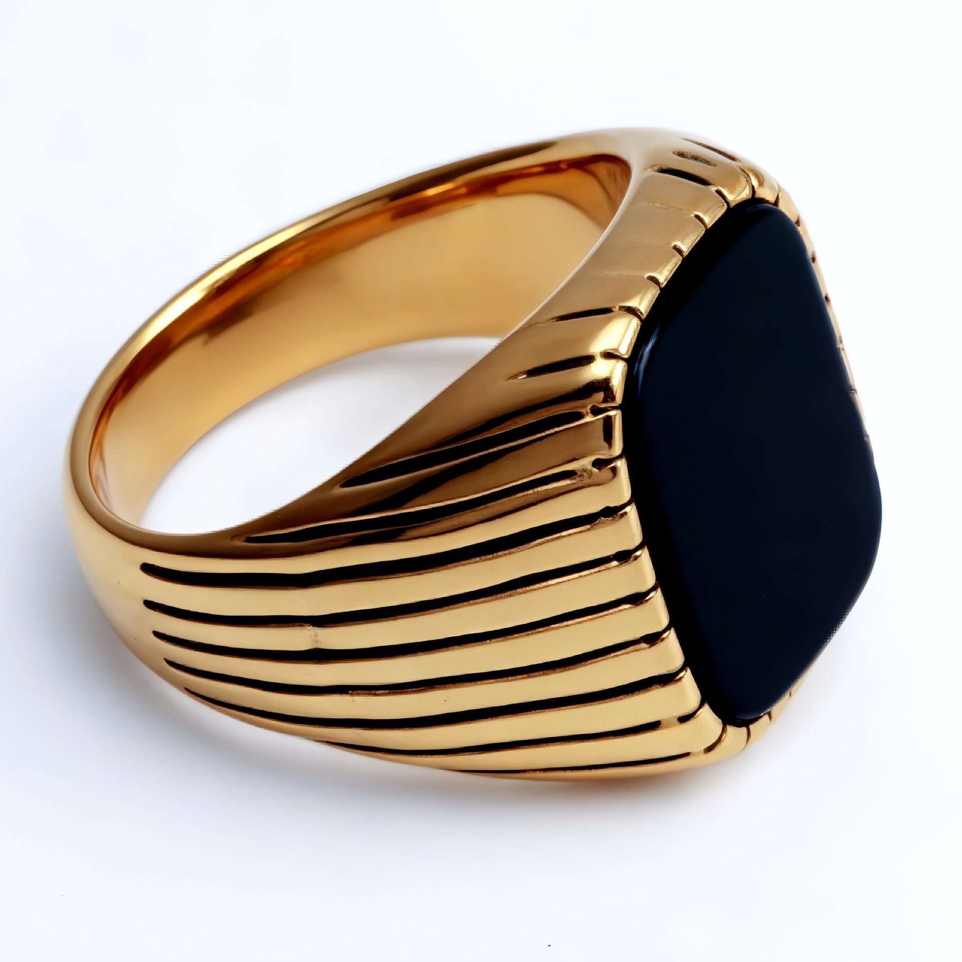 Striped Gold - set Square Gemstone Ring, a Choice of Personality and Fashion | K00165