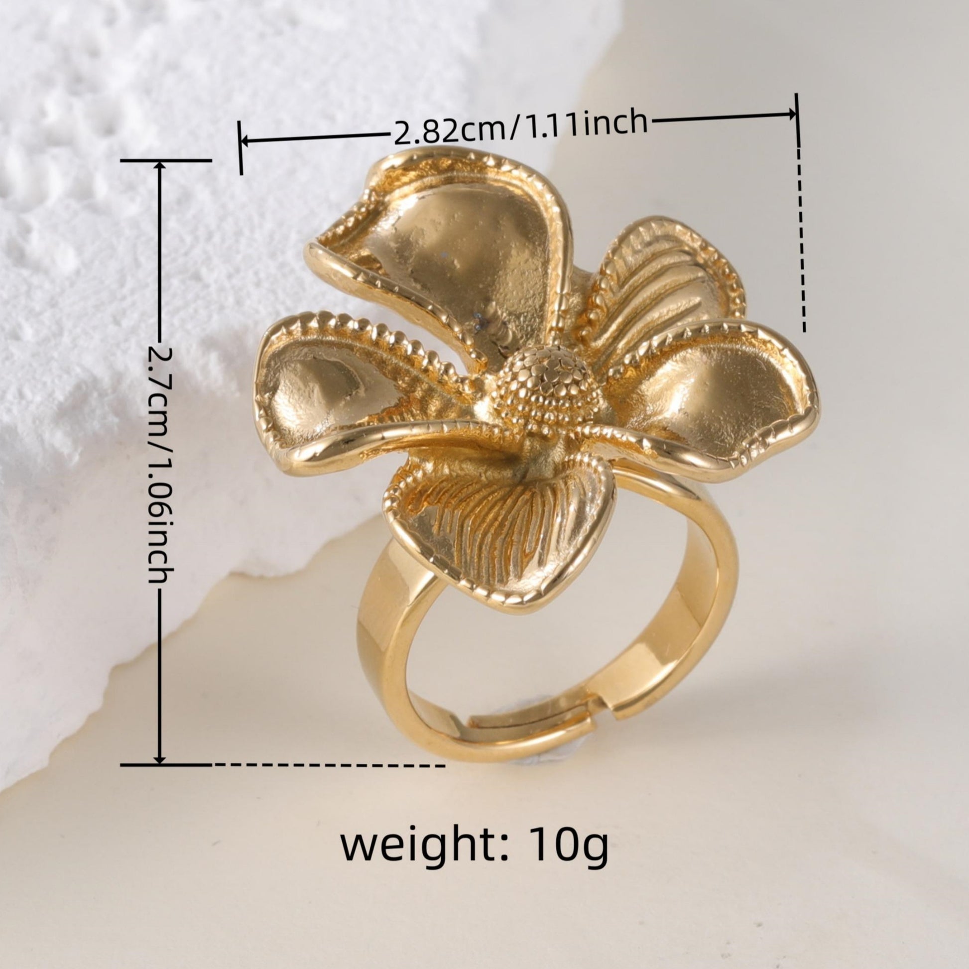 Elegant Flower Design Exquisite Female Stainless Steel Waterproof Ring丨G005765