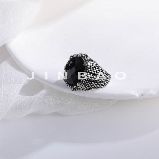 Bold Gemstone Inlay Stainless Steel Retro Ring for Men | BL459