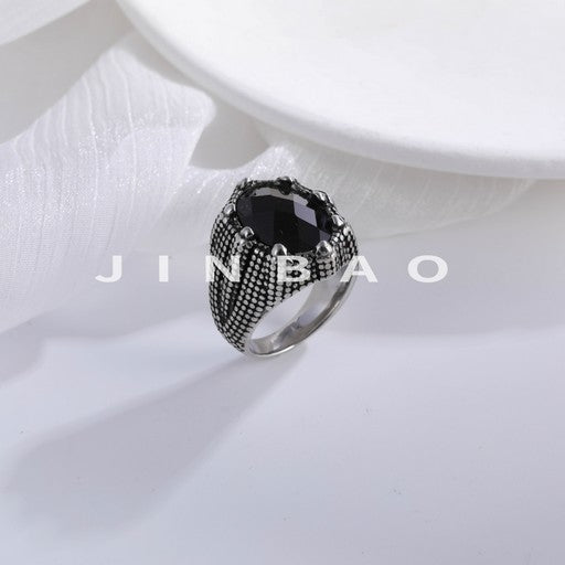 Bold Gemstone Inlay Stainless Steel Retro Ring for Men | BL459