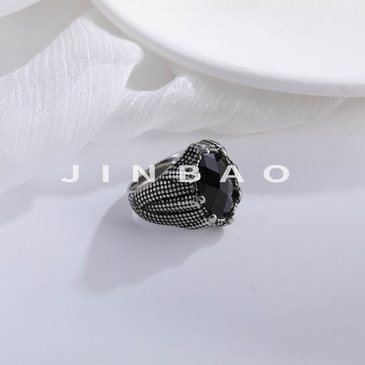 Bold Gemstone Inlay Stainless Steel Retro Ring for Men | BL459