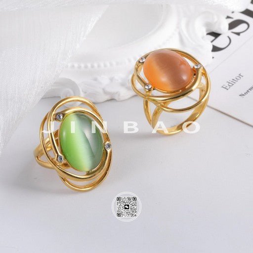 Bold Stainless Steel Color Gemstone Ring Classic Fashion for Women | G004598