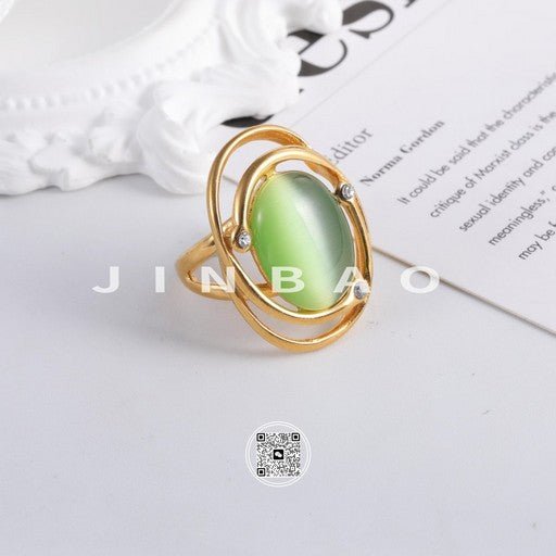 Bold Stainless Steel Color Gemstone Ring Classic Fashion for Women | G004598