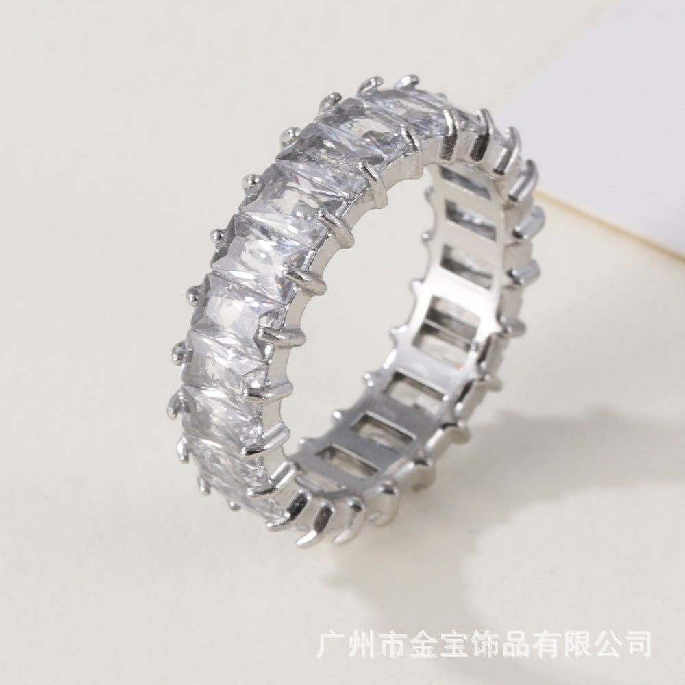 Women's stainless steel ring with colored zircon | G005626