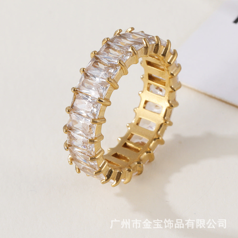 Women's stainless steel ring with colored zircon | G005626