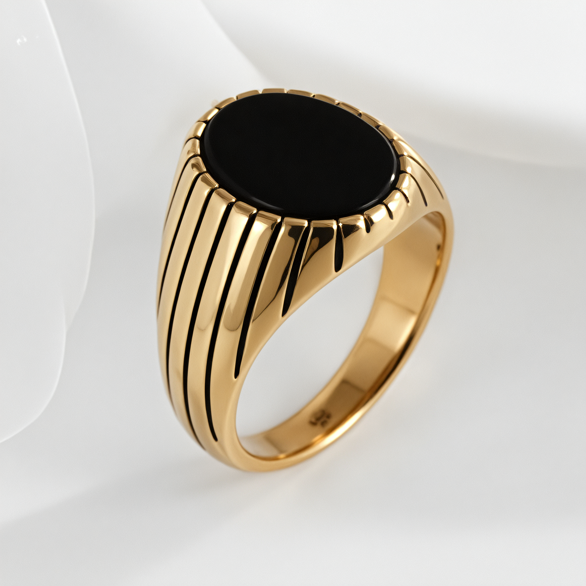 Vintage Gemstone Ring Men's Two-Tone Gold & Silver Stainless Steel Ring | K002193
