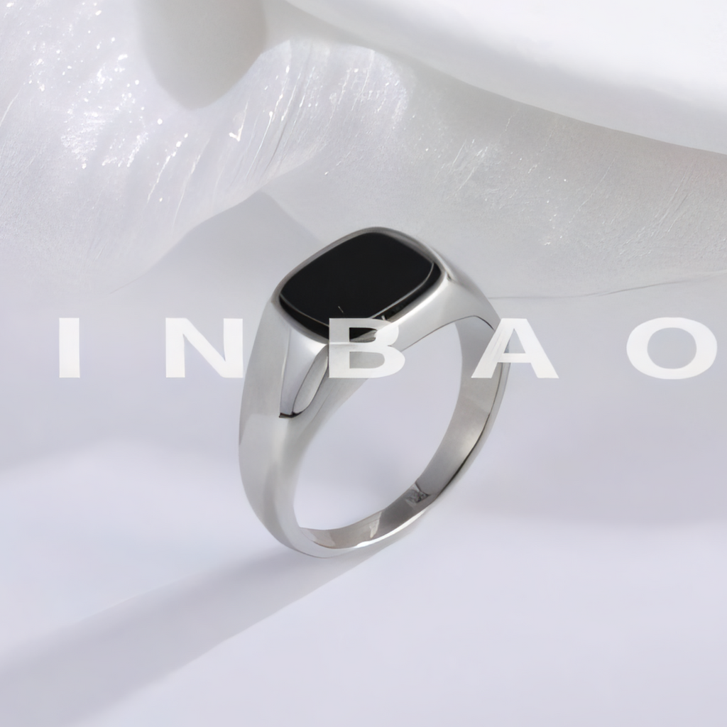 Classic Black Square Stainless Steel Ring Simple Bold Style Men Ring | K002145