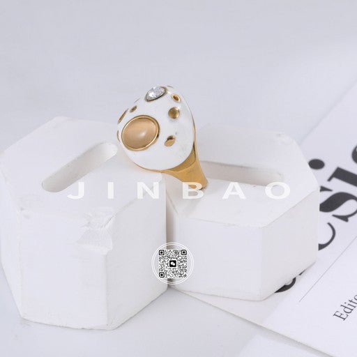 Classic Gemstone Decorated Stainless Steel Ring for Women | G004605