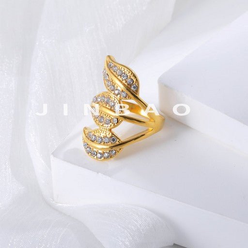 Classic Gemstone Trio Design Stainless Steel Ring for Women | N00419