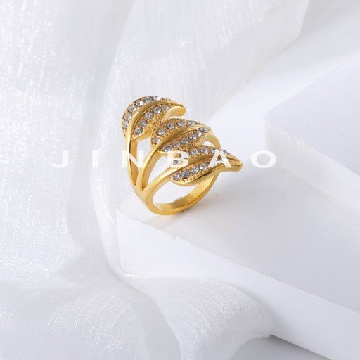 Classic Gemstone Trio Design Stainless Steel Ring for Women | N00419