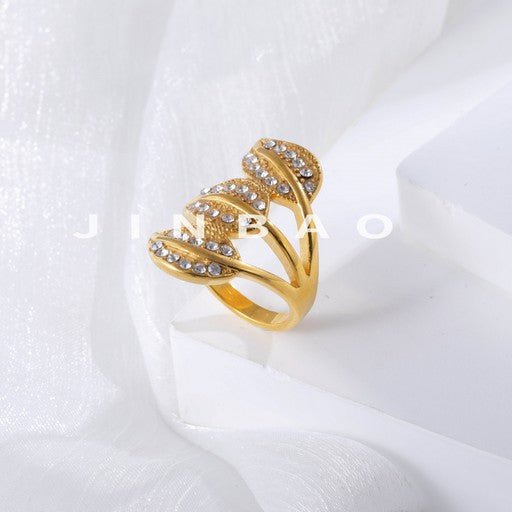 Classic Gemstone Trio Design Stainless Steel Ring for Women | N00419