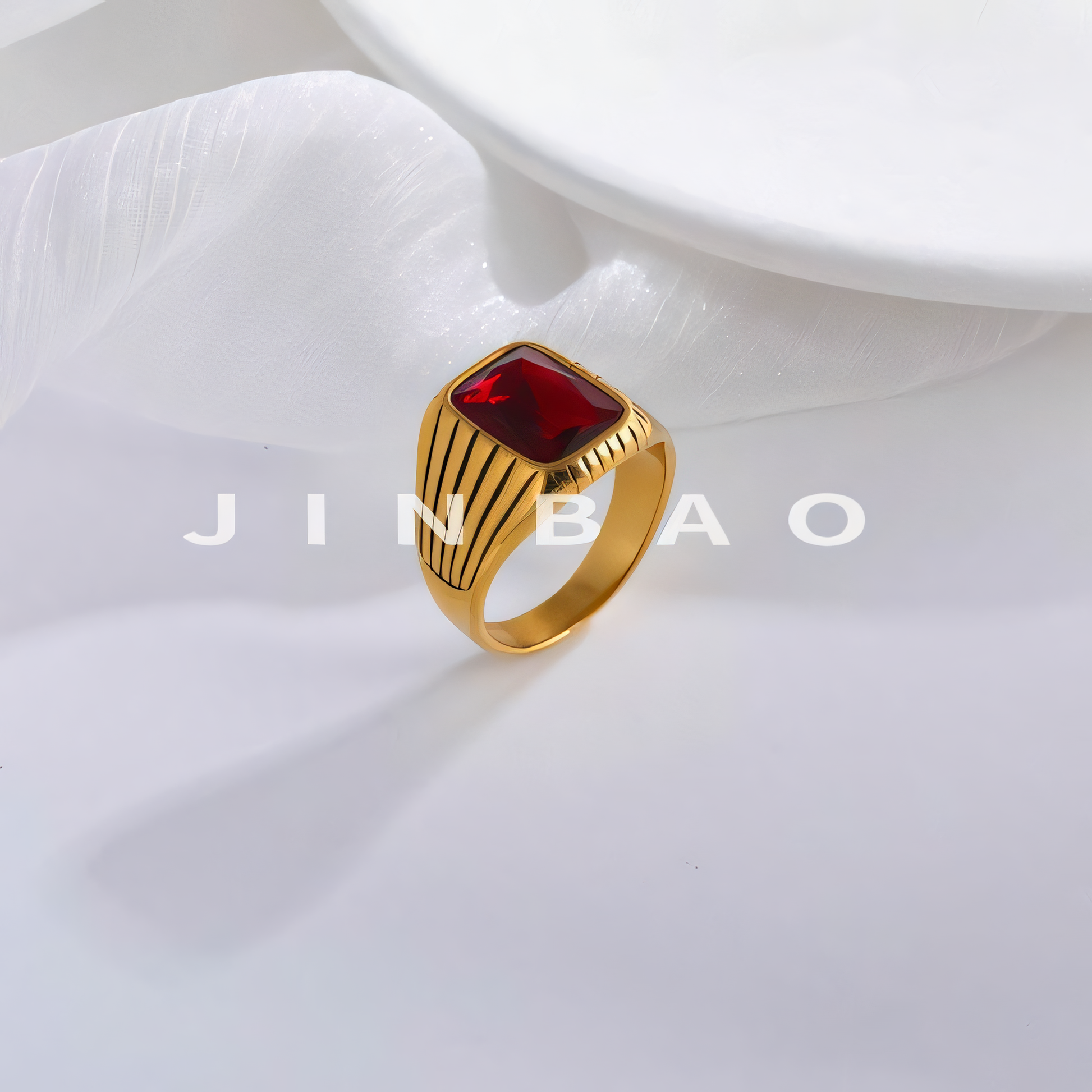 Classic Striped Stainless Steel Gemstone Ring Men's Ring | K00761