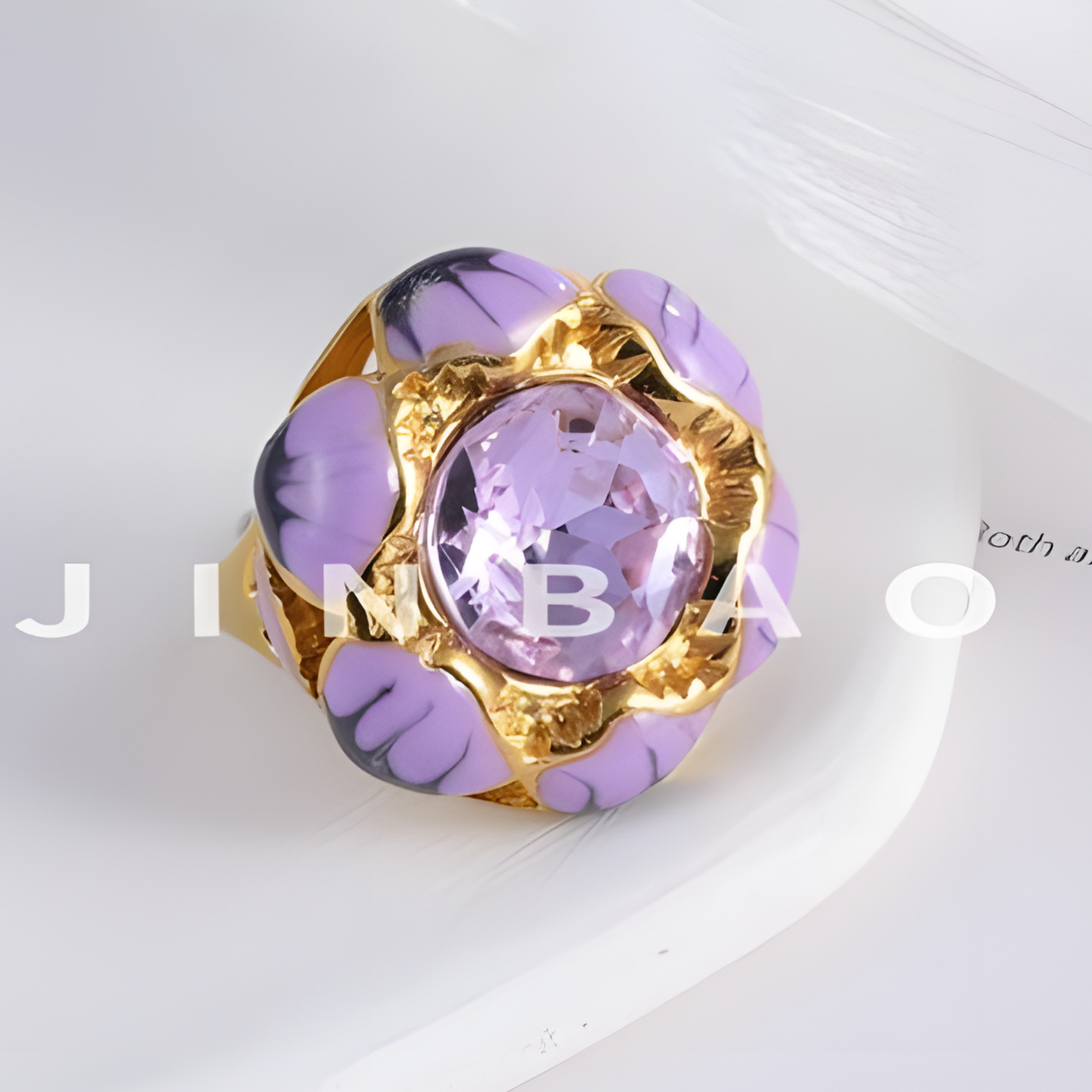 Colorful Gemstone Flower Design Stainless Steel Ring Retro Chic Women Ring | G004497