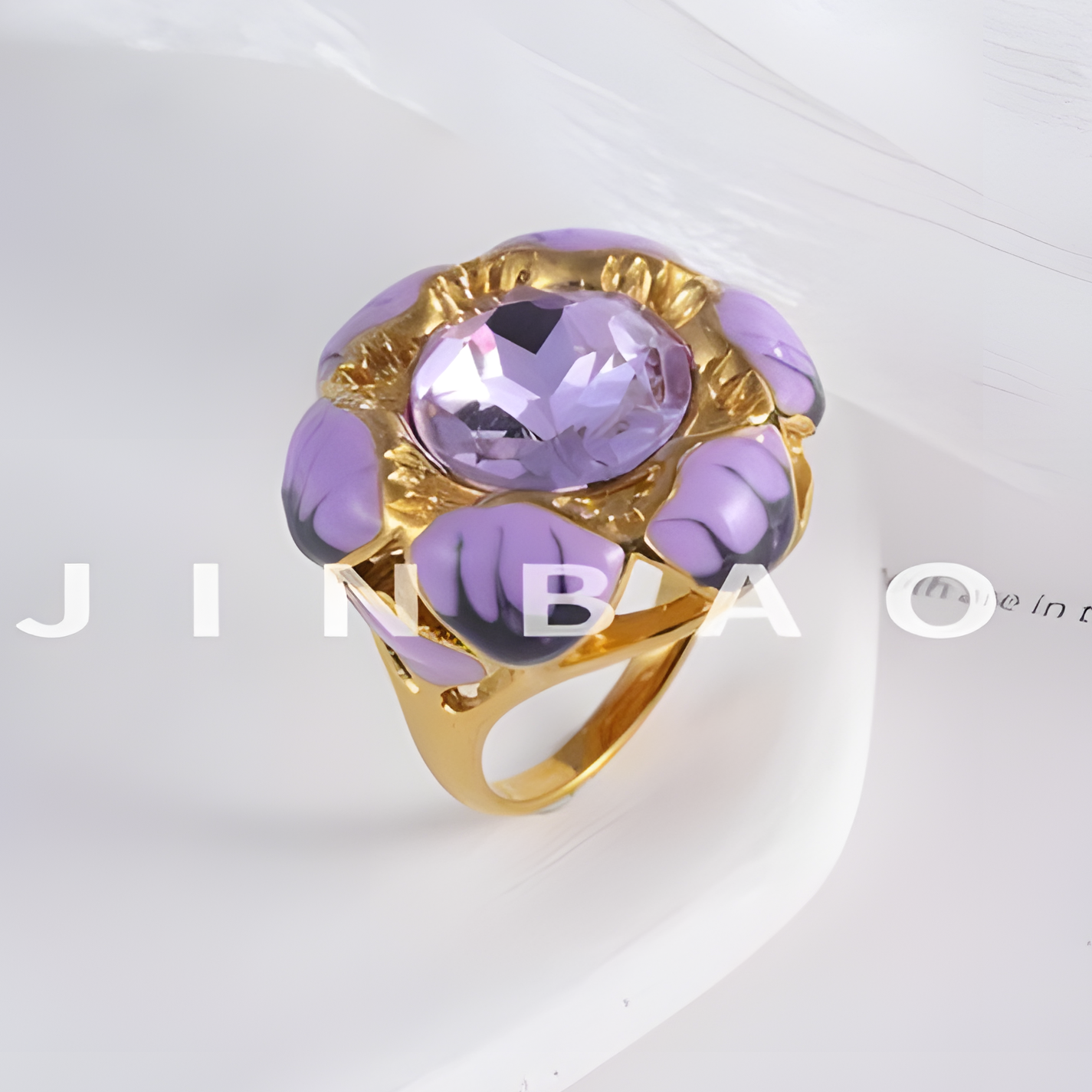Colorful Gemstone Flower Design Stainless Steel Ring Retro Chic Women Ring | G004497