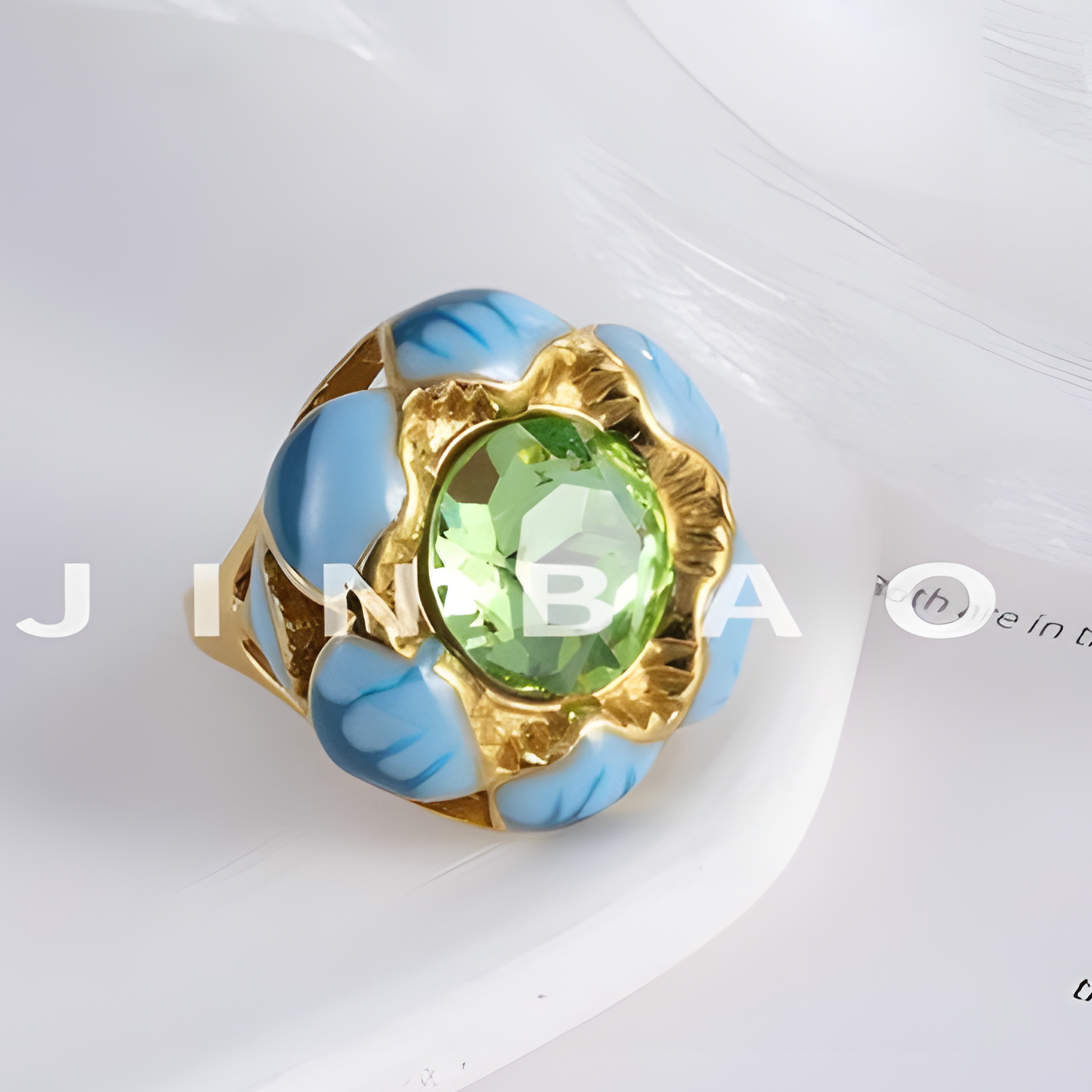 Colorful Gemstone Flower Design Stainless Steel Ring Retro Chic Women Ring | G004497
