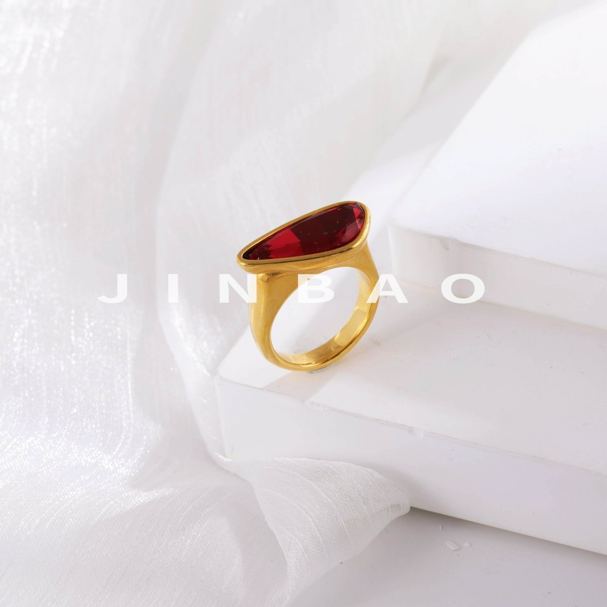 Creative Triangle Gemstone Ring Women's Gold Stainless Steel Design | PL918