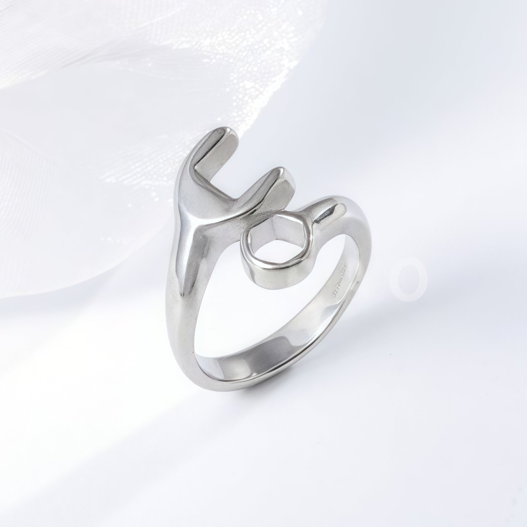 Creative Wrench Design Personalized Minimalist Stainless Steel Couple Ring | G00552