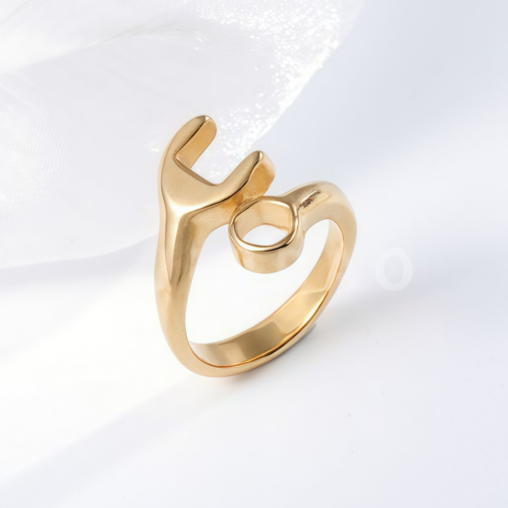 Creative Wrench Design Personalized Minimalist Stainless Steel Couple Ring | G00552