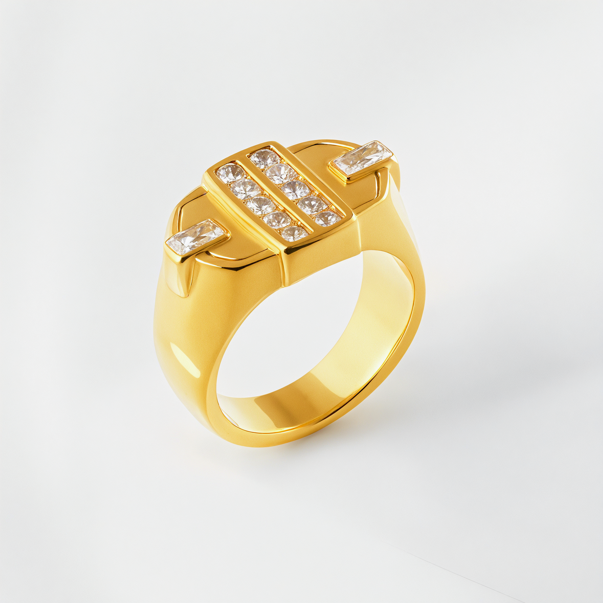 Fashion Square Gemstone Decorative Stainless Steel Ring Unisex Ring | N00719