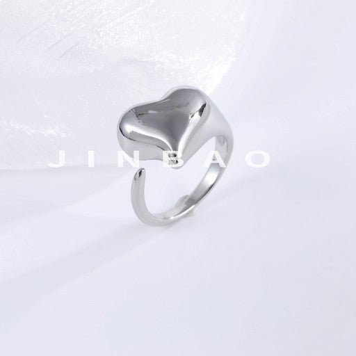 Delicate Minimalist Heart-Shaped Stainless Steel Ring for Women | G004123