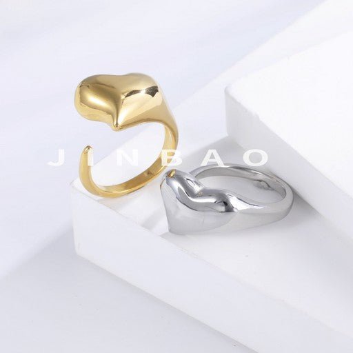 Delicate Minimalist Heart-Shaped Stainless Steel Ring for Women | G004123