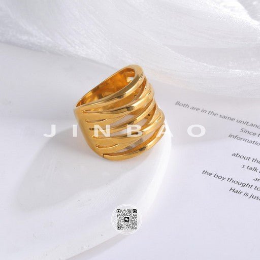 Delicate Striped Design Stainless Steel Ring for Women | MLO57